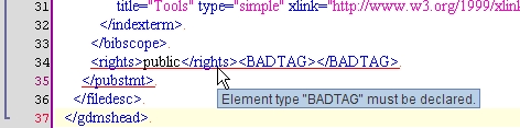An XML error displayed in the JEdit Text Editor